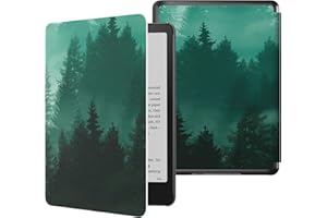 MoKo Custodia per 7" Kindle Paperwhite 12th Gen 2024&Kindle Colorsoft Signature Edition 2024, Custodia Protettiva in Policarbonato di Stile Semplice e Elegante per Kindle Paperwhite 2024,Foresta Verde