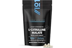 L-Citrulline Malate 1500mg with BioPerine® - 90 Vegan Capsules - High Strength Fermented Amino Acid Supplement - 45 Day Supply - Resealable and Recyclable Pouch by Alpha01