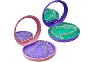 Maoerdental 2 Pack Aligner Case with Mirror,Convenient Retainer Case for Invisalign Aligners, Night Guards, and Mouth Guards(1PC Pink Purple+1PC Purple Green)