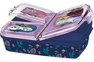 P:OS Frozen Die Eiskönigin Brotdose Kinder - Lunchbox mit 3 Fächern und Clip-Verschlüssen, Bento Snackbox aus Kunststoff PP bpa-frei - Vesperdose für Kindergarten, Schule & unterwegs