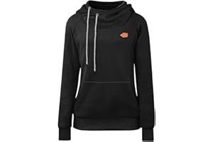 Cassiecy Women's Hoodies Long Sleeve High Neck Pullover Hoodie Autumn Winter Casual Sweatshirt With Kangaroo Pockets