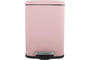 Spirella - Pattumiera da Bagno a Pedale in Acciaio Inox Akira - Chiusura Ammortizzata, Rivestimento Anti-Impronte - 21,4 x 17,6 x 30 cm - 5 L - Rosa Pastello Opaco