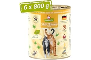 GranataPet Delicatessen Poulet Pur, Nourriture Humide pour Chats, Nourriture sans céréales et sans Sucre, Nourriture pour Chat à Haute teneur en Viande et huiles 6 x 800 g