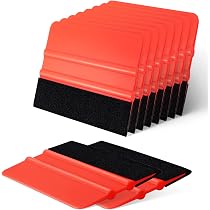 Lot De 10 Raclettes Film De Fenêtre FOSHIO Avec Bord Feutre - Outil Plastique Durable 10cm X 7,5cm Noir