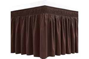 Biscaynebay Bettröcke zum Umwickeln für King-Size- und Cal-King-Size-Betten, 38.1 cm Länge, braun, elastisch, Staub-Rüschen, einfache Passform, einfarbig, maschinenwaschbar