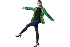 dressforfun Blazer Damen, Kostüm Damen Pailletten Oberteil Damen, Glitzer Oberteile Damen, Jackett, Faschingskostüm, Disco Kostüm Damen, Rave Outfit Damen, 80er Jahre Outfit