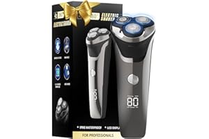 Rantizon Electric Razor for Men, Professional Wet & Dry Electric Rotary Shavers for Men USB Rechargeable IPX7 Waterproof with Pop-up Trimmer Cordless Men's 4D Rotary Electric Razor