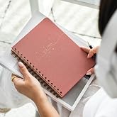 PAPERORA A5 Spiral Hard Cover Linen Dotted Undated Notepad Pink