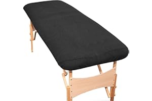 aztex Copertura protettiva per lettini da massaggio di lusso, con o senza foro per il viso, adatta per saloni, spa e terapisti - Senza foro per il viso, Nero