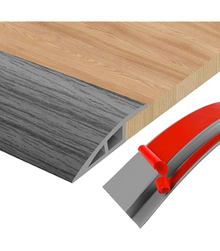 PVC Floor Transition Strip – Wood Grain Design Threshold Ramp For Carpet To Tile, Uneven Floors & Laminate Edges (3ft, Brown, Fits 0.3-2cm Height Difference)