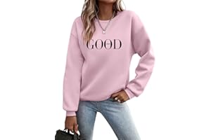 Minetom Pullover Damen Sweatshirt Briefe Drucken Langarm Rundhals Pulli Herbst Winter Frauen Buchstaben Druck Locker Casual Oberteil Sport Streetwear Sweatshirts ohne Kapuze Bluse Tops