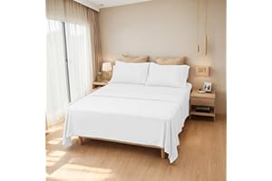 Etrexonline Juego de Sábanas 3 Piezas para Cama de 150 cm - Microfibra Suave y Transpirable, Incluye 1 Bajera Ajustable, 1 Encimera y 1 Funda de Almohada - Color Liso Blanco