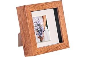 Nicola Spring 3D-Box Fotorahmen - 4 X 4 mit 2 X 2 Halterung - Dunkles Holz/Elfenbein