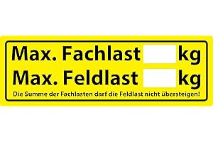 Rosenbaum Offsetdruck Regalaufkleber 10 Stück Max. Fachlast/Feldlast DIN EN 15635-150 x 50 mm Aufkleber Regal Gelb PVC Weich -40 bis +80 °C Polyacrylat Permanent Außen/Innen