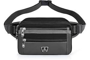 Larkumio Bum Bag Bumbags for Men Women 7 Zip Pockets BumBag Waist Fanny Pack with Adjustable Belt for Hiking Sport Running Cycling Travel, Black