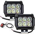 Allextreme 18 Watt 6 LED CREE Fog Light Drl Lamp with On Off Button Switch for All Motorcycles, Atv, Boats & Cars (White)