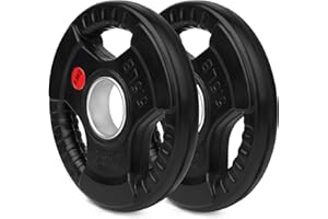 wuuhoo® I Piastre olimpiche Jan 50/51mm in qualità Studio I Piastre gommate con Anima in Acciaio I Set di 2 I Pesi per bilanciere con Maniglie e boccola in Acciaio I Nero