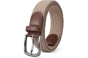 PLUSZIS Men’s Belt, Elastic Braided Belt, Stretch Woven Casual Belt 1 3/8", With Gif Box.