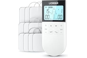 ‎LIORQUE LIORQUE TENS Gerät Schmerztherapie Reizstromgerät zur Schmerzlinderung 2 Kanäle Muskelstimulator mit 15 Modi und 10 Elektroden elektrische Nervenstimulation für Arthritis und Muskelaufbau