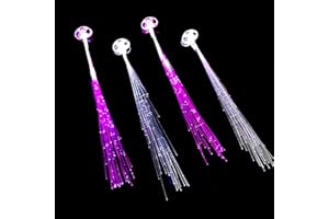 BF Souvenirs 4 Stück Party LED Haarsträhnen mit leuchtenden Glasfasern Hairextensions Haarspange Haarschmuck Haarclip Karneval Junggesellinnenabschied Volksfest Hochzeit Kindergeburtstag Konzert