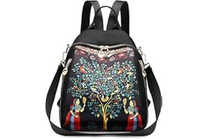 SODOLLEE Mujer Mochila Moda 3 en 1 Bolsas de Hombro Múltiples Bolsillos Señoras Casual Daypack Impermeable Nylon Mochila para Viajar Escolares Compras Árbol