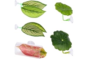 BOXOB 5szt Zestaw Hamaków Betta, Plastikowy Regulowany Hamak Betta Leaf z Przyssawką i Przezroczystym Tunelem Rurowym Zabawki dla Ryb Beta Kryjówka Akwarium Dekoracje i Akcesoria do Akwarium Beta