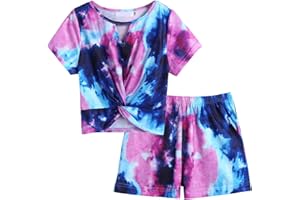 Arshiner Ragazze Set di Abbigliamento Casual Maglietta con pantaloncini Moda Sportiva Estiva Completi e Coordinati per Bambine e Ragazze