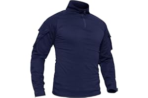 TACVASEN T-Shirt de Combat à Manches Longues T Shirt de Militaire pour Hommes avec Poches