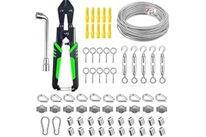 QHXKQH Cavo Acciaio 3mm per Tende, Filo Acciaio Inox, Fili Stendibiancheria Esterno, Completo di 30 Metri Cavetto Acciaio, Fili Stendibiancheria Esterno, per Luci a Stringa e Corde per Tende Sospese