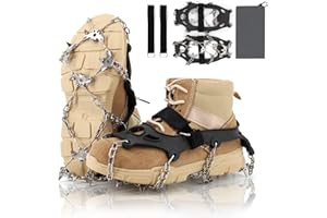 byhsports Spikes für Wanderschuhe, Upgraded Snow Grips 18 Stainless Steel Spikes Crampons, Starke Traktion Anti-Rutsch, Wandern Wandern auf Eis & Schnee Boden, Bergsteigen, für Schuhe Stiefel
