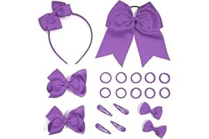 Bekecidi Zestaw akcesoriów do włosów z kokardą, 20 sztuk, kokardka, spinka do włosów, kokardka, spinka do włosów, gumowa opaska, opaska na głowę, stylizacja włosów, akcesoria dekoracyjne dla dziewcząt i dzieci (fioletowa)