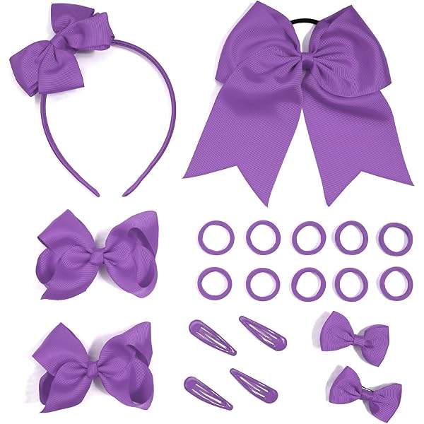 Große Cheer-Bow Haarschleife Mit Pailletten – Für Mädchen, Damen, Teenager, Dunkelviolett, 17x19 Cm