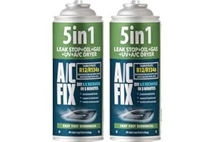 A/C FIX AC FIX 5-en-1 – R134a x 2 470 g Réfrigérant pour climatisation automobile avec huile, produit d'étanchéité, colorant UV, dessiccant – Application rapide – Protège le compresseur