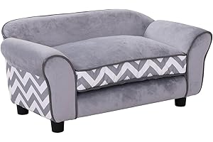 Pawhut Divanetto Cuccia per Animali Domestici, Grigio, 73.5x41x33cm