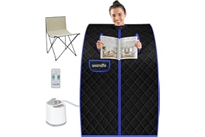 SereneLife Infrarotsauna, Mini Sauna für zuhause, Dampfsauna für zuhause, Portable Sauna, Wärmekabine, Infrarotkabine, Fernbedienung Zeit- Hitzeeinstellung, 2L Dampfgenerator für Dampfbad, Saunastuhl