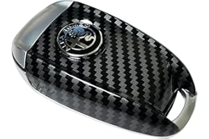 GZZHENGYE Custodia in fibra di carbonio 3D per telecomando auto Alfa Romeo Giulia Stelvio Tonale, nero. (etichetta argento nero, Fibra di carbonio C)
