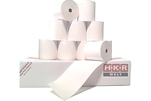 ‎HKR-WELT 50x Thermorollen 80mm breit - 80m lang, Thermo Bonrollen 80x80x12, Kassenrollen 80/80/12 weiss - HKR-Welt® Rollen aus Thermopapier - 48g/m² - BPA (Bisphenol-A) frei