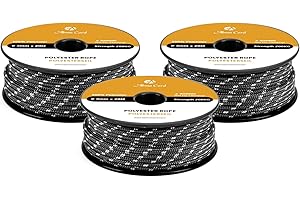 Abma Cord Lina Poliestrowa 3mm x 20m Linka Pleciona Sznurek, Biały - Wytrzymała - Czarno/biały