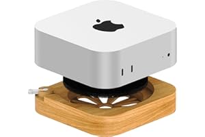 AODUKE Wooden Mac Mini M4 Stand, macmini 2024 Isolate cat hair and dust Dock Holder, Built-in filter sponge, does not affect heat dissipation with Mac Mini external power switch-AJM4-F