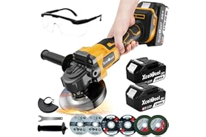Funnyway Cordless Angle Grinder with 2*4.0Ah Batteries, 20V 8500RPM Brushless Metal Grinder , 125mm Battery Grinder with 2-Position Adjustable Handle, grinder tool for Grinding, Cutting and Polishing