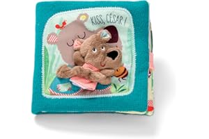 Lilliputiens - Livre d’Éveil en Tissu César Câlins - Livre Interactif avec Marionnette à Doigt - Histoire du Coucher pour Bébé - Idéal pour Stimuler l’Imagination et la Motricité - Dès 12 Mois -86863