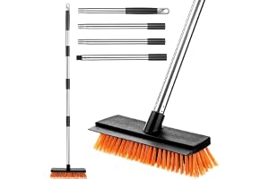 Hahorpa 26 cm Trädgårdskvast utomhus kraftig, 2-i-1 Skurborste med Styvborst och Mopp, Justerbar 126 cm Utomhusskvast för Gårdar, Gator, Terrasser, Trädgårdar och Hemmabruk