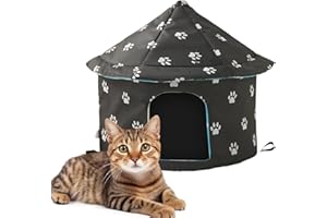 MEYAGOT Niche D'extérieur pour Chat, Diamètre 40, Hauteur 41 Maison pour Chat pour L'extérieur, M Maison Chaude pour Chat, Résistante À l'hiver Et Pliable Convient Aux Chats Et Chiens De Moins De 15 Livres