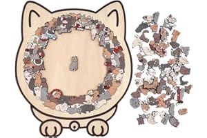 KELOPPASIT Puzzle Chat en Bois De 135 Pièces, 23,7x21,8cm, Puzzles Animal Irrégulier Amusant, Jouets Interactifs Créatifs, pour Amoureux des Chats, Femmes, Adultes, Famille, Amis