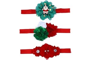 Lurrose 3pcs Baby Girls Floral Headbands Christmas Santa Cloth Elastic Hair Band for Girls Newborn Infant Toddlers Kids Child Hair Accessories Red