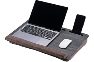 Vassoio in Legno per Laptop Vigo Wood, Scrivania per Laptop, Supporto per Laptop da Letto con Cuscino, Tavolino Portatile per Ufficio a Casa Adatto fino a 17.3'' Tablet con Supporto per Telefono