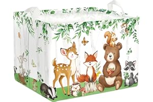 HUUMONSS Grande Cesta Ropa Sucia Animales Adorables de la Selva Plegable Cestos Almacenaje Ropa Juguetes para Padres,Oso,36L