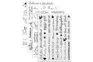 PERMUST Rub On Sticker 15 x 10cm Transfers 4 Pieces Sayings for Raysin Keraflott Furniture Glass Wood DIY Decoration Rub On Foil Rub Stickers Home
