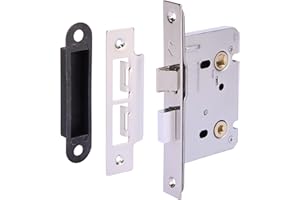 HUNTA HANDLEZONE® 65mm / 2 1/2 inch Silver Nickel Bathroom Door Mortice Lock for Internal Timber Doors - 45mm Backset