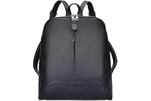 S-ZONE 14 Inch Laptop Women Genuine Leather Backpack Fashion Rucksack Purse Casual Shoulder Ladies Travel Bag